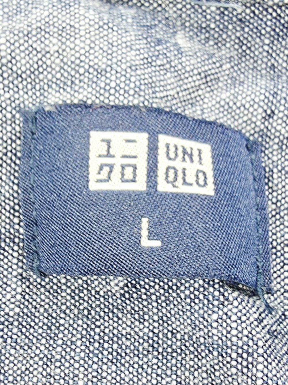 Uniqlo Size Large Mens Blue Denim Long Sleeve Two Pocket Cotton Shirt - Picture 4 of 9